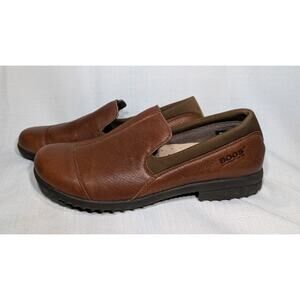 BOGS Womens Waterproof Alexandria Slip Pebbled Leather Loafers 10 Brown Comfort